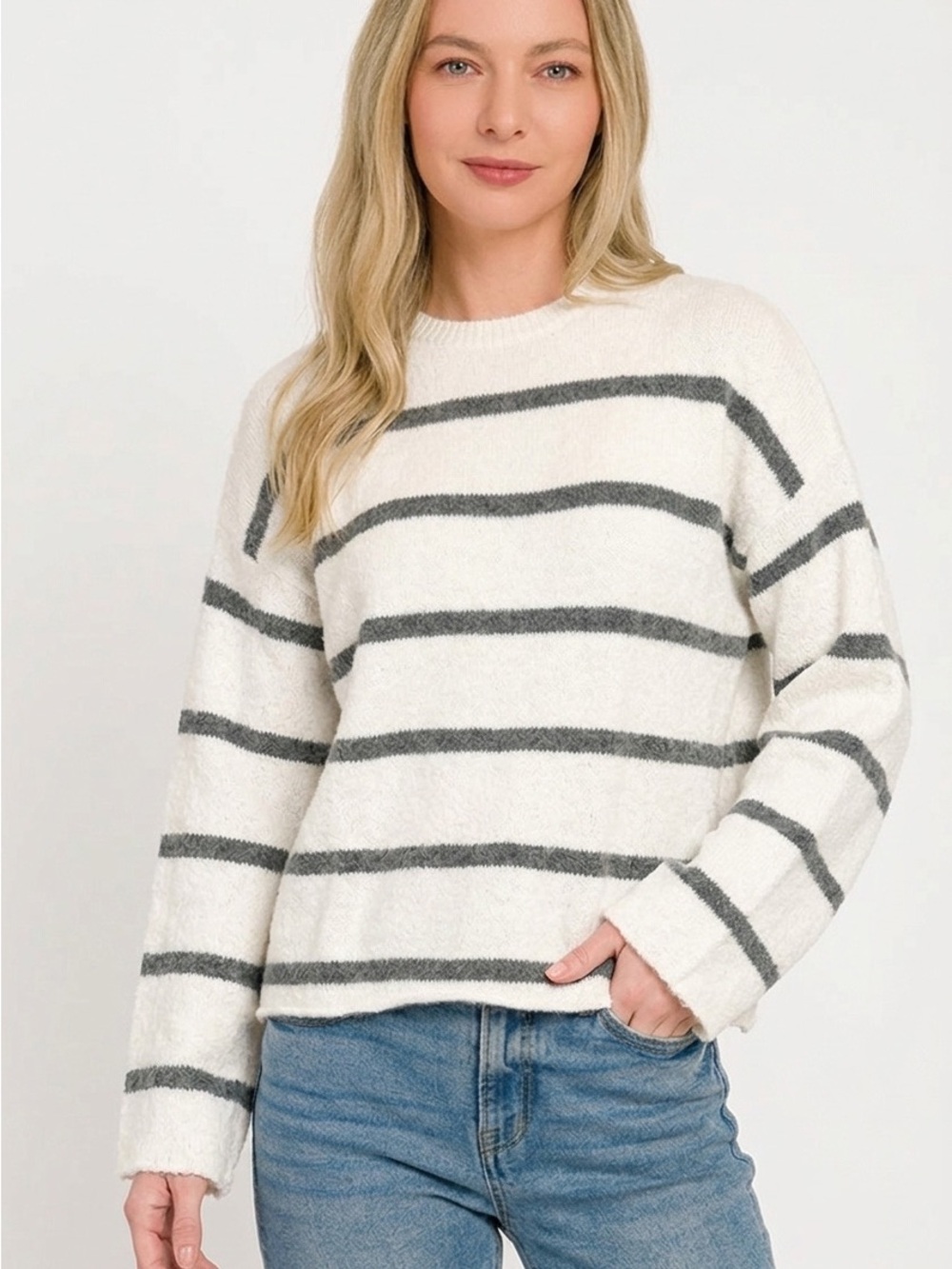 Zenana Wool Blend Striped Sweater🛍️ - Picture 3 of 4